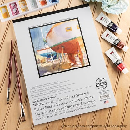 Bee Paper - 11"x 15" Cold Press Surface Watercolor Paper Pad, 15 Sheets - size: 11-inch x 15-inch