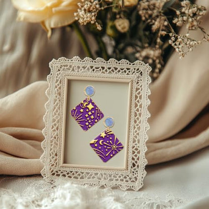 CHGCRAFT Creative Stars Polymer Clay Texture Sheets Flash Moon Texture Stamp Sheets Clay Texture Mat Rubber Modeling Pattern Pad Texture Sheets for Jewelry and Earrings Tools - style: Creative Stars