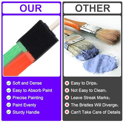 HINZIC 5Pcs 3inch Foam Paint Brushes Black Sponge Brushes Wood Handle Foam Brushes for Painting Varnishes DIY Craft Projects - size: 3 inch