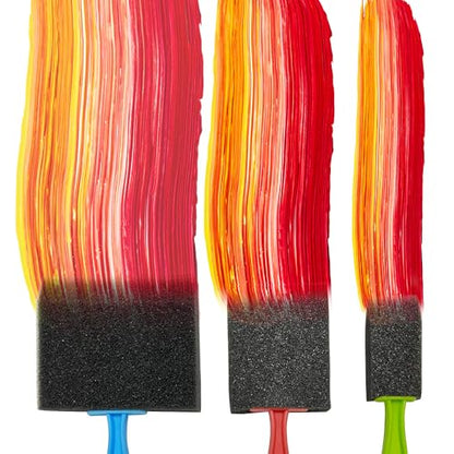 24Pcs Foam Paint Brushes, Coloful Plastic Handle Sponge Brushes for Painting, Paint Sponge -Lightweight&Durable -Premium Foam Brushes Set, Staining, Varnishes and DIY Craft Projects (1", 2" and 3") - color: Colorful