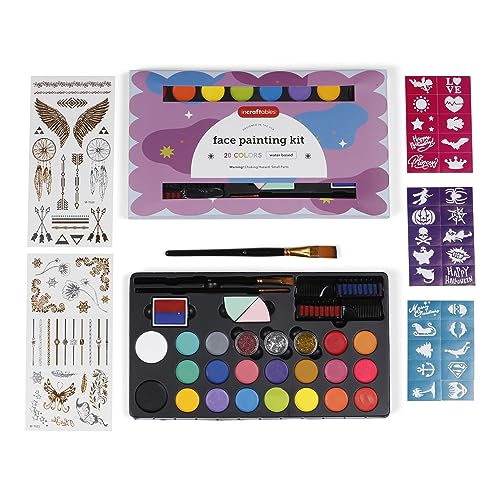 Incraftables Non-Toxic Water-Based Face Paint Kit – 24 Colors with Brushes, Stencils & Glitter for DIY Art, Cosplay, Festivals & Creative Projects - style: Face Painting Kit