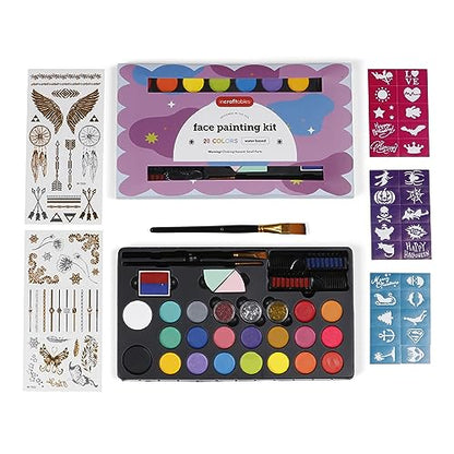 Incraftables Non-Toxic Water-Based Face Paint Kit – 24 Colors with Brushes, Stencils & Glitter for DIY Art, Cosplay, Festivals & Creative Projects - style: Face Painting Kit