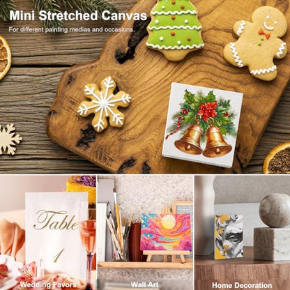 AUREUO Mini Stretched Canvas - 2.5x3.5 Inch / 24 Pack - 2/5 Inch Profile Small Square Canvas - Gift Set Bulk Pack Canvases for Acrylic Painting & Craft - size: 2.5"x3.5"