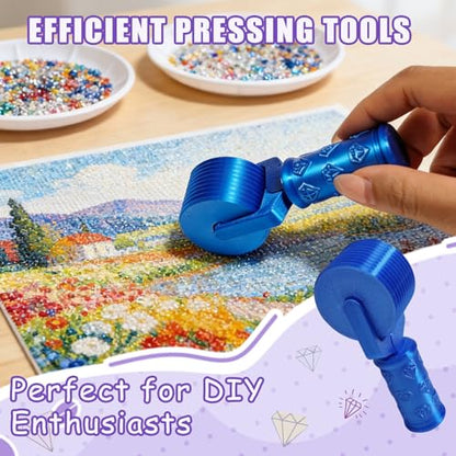 Jzzuau Diamond Art Roller Tool, Professional Gem Painting & Diamond Art Press Roller, Easy-Grip Ergonomic Handle for Crafts and Smooth Pressing - color: Blue