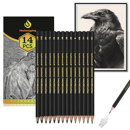 Heshengping Drawing Sketch Pencil Set 14pcs Sketching Pencils 12B 10B 8B 7B 6B 5B 4B 3B 2B B HB 2H 4H 6H Graphite Pencils for Kid Adults Artists Student Beginners Professional - color: Style3