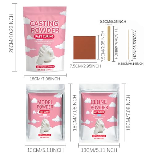 Plaster Powder | 100g Water Activated Easy Mixing - Craft Clone Powder Hand Casting Kit - for Mold Making Hand Sculpture Art Projects Beginners Couples Family