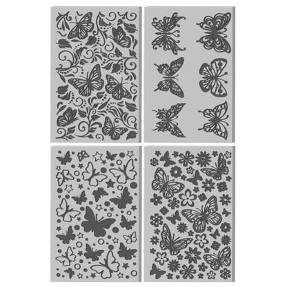 CHGCRAFT 4 Sheets Butterflies Clay Texture Mat Flowers Pattern Polymer Clay Texture Sheets DIY Tools for Pottery Earring Jewelry Making Stamp Engraving Machines, 4x2.6inch - style: Butterflies