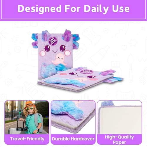 VOTUM Fuzzy Sketch Book: Personalized Artist Sketchbook: Sketching, Drawing and Creative Doodling. Notebook and Sketchbook to Draw and Journal (Axolotl) - color: Purple