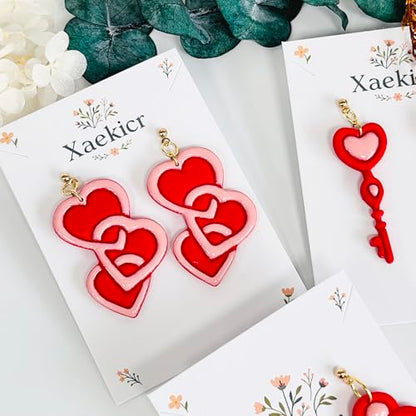 Xaekicr Heart Lock and Key Clay Cutters Set – 3PCS Polymer Clay Cutters for Earrings, Valentine’s Day Clay Earring Cutters, Polymer Clay Molds for Jewelry Making, Clay Tools - color: M color