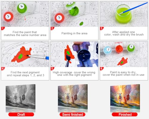 TUMOVO DIY Paint by Numbers for Adults Art Religious Christianity Adults' Paint by Number Kits Lamb Walking with Jesus Art Oil Hand Painting Paint Kits Art Crafts for Home Framed 16x20 in - color: Artwork-06-F