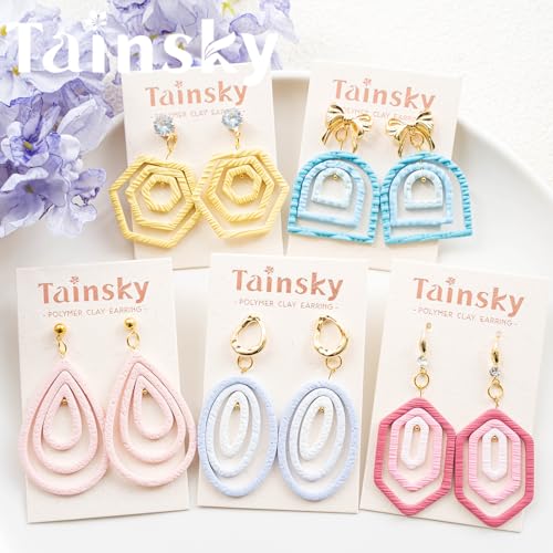 Tainsky Organic Shapes Clay Cutters for Polymer Clay Jewelry, 15 Shapes Basic Shapes Polymer Clay Cutters for Earrings - color: Basic-B