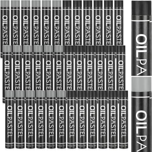Geyoga 36 Pcs Black and Grey Oil Pastels Bulk for Artists Soft Oil Crayons Single Color Creamy Pastels for Art Painting Drawing Blending for Artist - color: Black, Gray