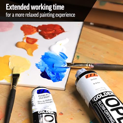 GOLDEN OPEN Slow-Drying Acrylics, Jenkins Green, 2 fl oz. tube, Professional Acrylic Paint, Semi-Transparent - color: Jenkins Green, size: 2 Fl Oz (Pack of 1)