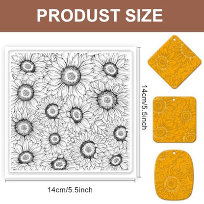 CHGCRAFT Polymer Clay Texture Sheet Sunflower Silicone Texture Stamp Polymer Clay Modeling Pattern Pad for Jewelry Earring Making DIY Craft, 5.5x5.5inch - style: Sunflowers