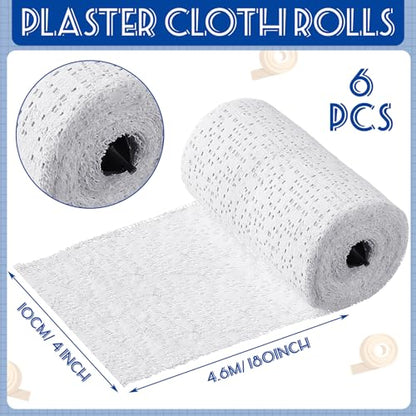 Heentan 6 Rolls Plaster Strips Plaster Gauze Bandages Blank Cloth Wrap Rolls for DIY Hobby Crafts, Belly Cast, Body Molds, Mask Making, Scenery Art(4 x 180 Inches) - size: 4 x 180 Inch
