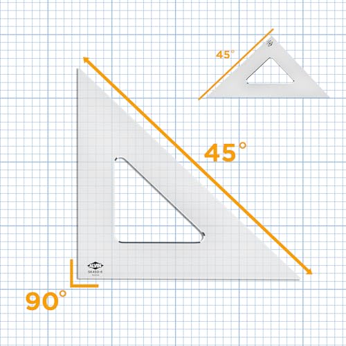 ALVIN - Smoke-Tint Acrylic Triangle Ruler, Multipurpose Tool for Drafting, Design, and Architecture, Great for Machining and Woodworking (4" 45/90 Degree) - size: 4", style: 45/90 Degree