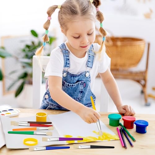 20 Pcs Kids Paint Brushes Bulk - Round & Flat, Easy Clean & Hold Toddler Brushes for Acrylic, Oil, Watercolor Washable Paint - color: 20 Pack
