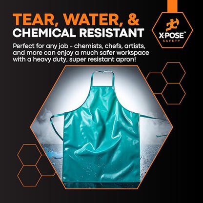 Xpose Safety Heavy Duty Vinyl Waterproof Aprons, White - For Home, Industrial and Commercial Use - Chemical Resistant - color: Green, style: 2 Pack