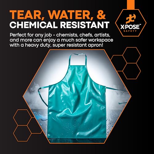 Xpose Safety Heavy Duty Vinyl Waterproof Aprons, White - For Home, Industrial and Commercial Use - Chemical Resistant - color: Green, style: 1 Pack