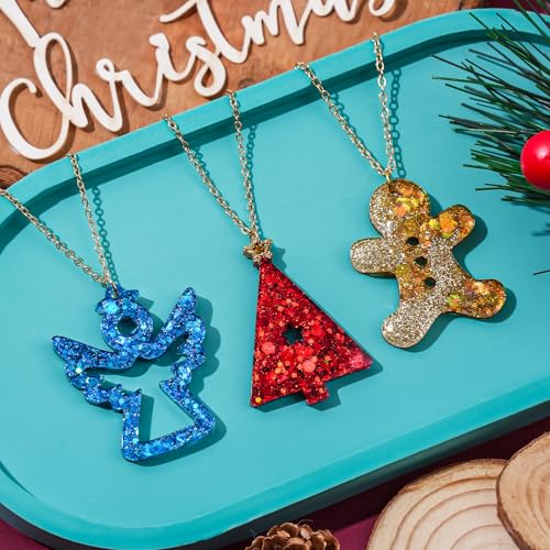 Christmas Resin Earring Molds with Varieties of Shapes and Sizes, Christmas Tree Snowman Angel Silicone Mold with Hole, Pendant Earrings Keychain Jewelry Resin Casting Mold New Year Gift