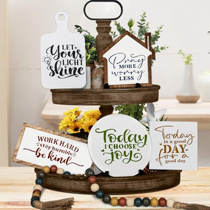 20 PCS Artistic Word Stencils, 4 Inch Inspirational Word Reusable Plastic Paint Templates, Quote Phrase Sayings Stencils Set for Painting on Wood Wall Canvas Fabric Paper Home Sign Furniture Canvas - color: I