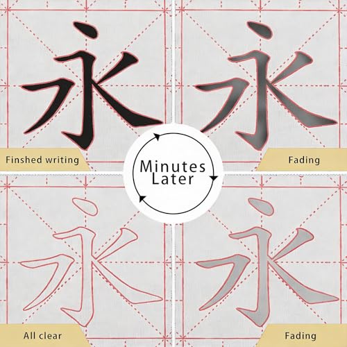 12 Pcs Chinese Calligraphy Set, Magic Writing with Water Canvas No Ink Reusable Water Writing Cloth Paper Calligraphy Practice Kit for Beginners Home School