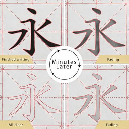 12 Pcs Chinese Calligraphy Set, Magic Writing with Water Canvas No Ink Reusable Water Writing Cloth Paper Calligraphy Practice Kit for Beginners Home School