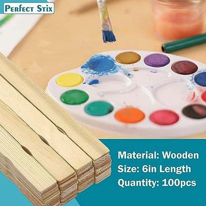 Perfect Stix "6"" Wooden Paint Paddles- Pack of 100ct" - color: 6" Paint Paddles