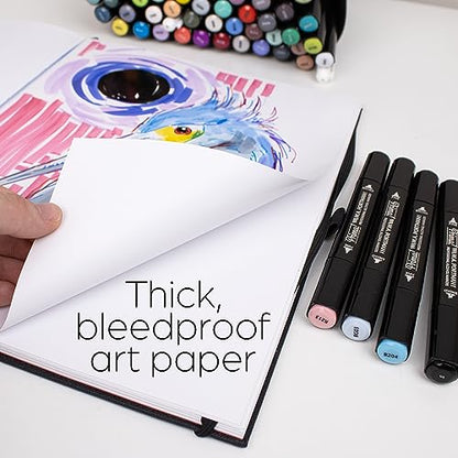 WA Portman A4 Bleedproof Marker Paper Sketchbook for Drawing – 60 Sheets/120 Pages Alcohol Marker Paper Pad with 157 GSM Thick Pages – Durable Sketchbook Hardcover – Ideal Journaling Book for Artists