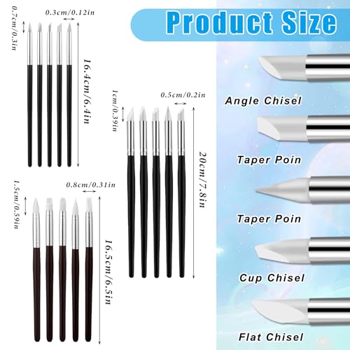 15 Pcs Silicone Paint Brush Black Silicon Color Shapers Brushes for DIY Handicraft Professional Silicone Sculpting Tools Flexible Clay Sculpture Tools for Drawing Sculpture Nail Design（3mm/5mm/8mm）