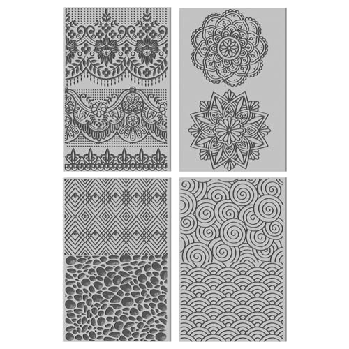 CHGCRAFT 4PCS Polymer Clay Texture Sheets Vintage Texture Stamp Sheets for Polymer Clay Texture Mat for Making Earrings Jewerly, Polymer Clay Earrings Tools, 4x2.6inch