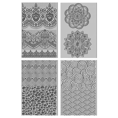 CHGCRAFT 4PCS Polymer Clay Texture Sheets Vintage Texture Stamp Sheets for Polymer Clay Texture Mat for Making Earrings Jewerly, Polymer Clay Earrings Tools, 4x2.6inch