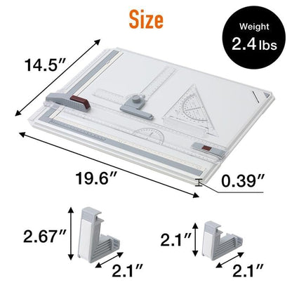 Japard A3 Drafting Board Portable Drawing Board Metric Multi-Function Portable Table with Ruler, Angle Adjustable Measuring System Art Christmas Gift
