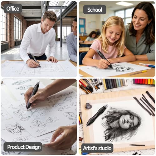 AFMAT Electric Eraser, with 140 Eraser Refills, Rechargeable Pencil Erasers for Artists, Electric Erasers for Drafting, Drawing, Painting, Sketching, Architectural Plans, Detailer Tool EE25(Black) - color: Black