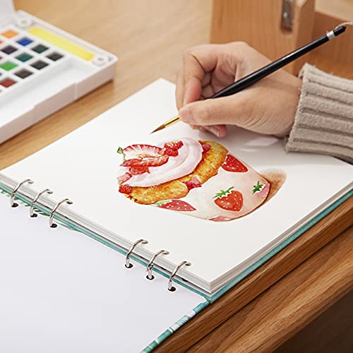 Watercolor Sketchbook - Watercolor Paper Sketch Book | Cold Press | 7.7 x 7.7 in, 20 Sheets, 140lb (300gsm) Heavyweight Paper | Loose-Leaf Binding, Lay Flat Water Journal, for Kids, Amateur - color: Rose