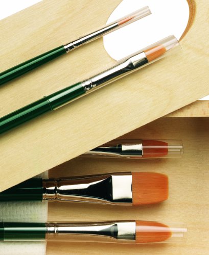 da Vinci Oil & Acrylic Series 5243 Nova Synthetic Paint Brush Set with Wood Mixing Palette, Multiple Sizes, 5 Brushes (Series 1670, 1870, 1875) - style: Nova Oil & Acrylic Synthetic Wood Box Set
