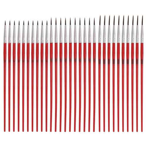 MECCANIXITY 60Pcs Fine Pointed Miniature Paint Brushes, Small Detail Paint Brush for Acrylic Watercolor Oil Model Painting Crafts Rock Painting and DIY Art(Red #0/#00/#000) - color: Red, size: #0/#00/#000