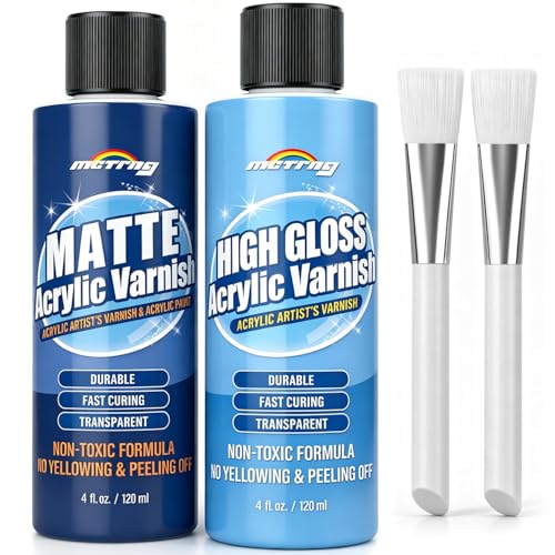Clear Acrylic Paint Sealer, Gloss & Matte Varnish for Acrylic Painting & Crafts, Non-Yellow Clear Coat for Clay, Wood, Glass, Metal, Plastic, Protect & Boost Gloss on Canvas, Rock Painting & Model - color: Gloss/Matte
