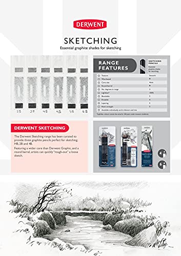 Derwent Sketching Pencils, 4mm Core, Pack, 4 Count (39003) - size: 4 Count (Pack of 1)