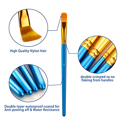 Paint Brushes Set, 30 Pcs Paint Brushes for Acrylic Painting, Oil Watercolor Acrylic Paint Brush, Artist Paintbrushes for Body Face Rock Canvas, Adult Drawing Arts Crafts Supplies, Blue - color: Blue,nickel