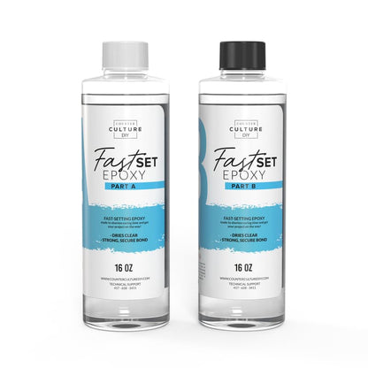 Counter Culture DIY Fast Set Epoxy Resin, 32 oz Kit, Quick Art Supplies for Coating, Casting, Geodes, Tabletop, Bar Top, Live Edge River Tables, Metallic Stains - size: 16 Fl Oz (Pack of 2)