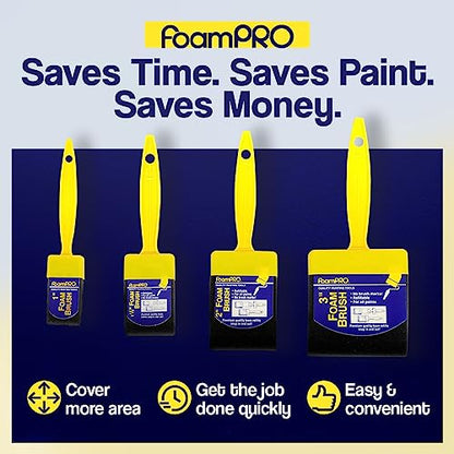 FoamPRO 715-4, 1 1/2" Foam Brush w/ 4 Refills - Premium Quality Paint Brush Set for All Paints, Urethanes, Varnishes, Stains - Effortless Application Foam Brushes- Smooth Finish, Reusable Handles - size: 1.5 Inch, style: Brush & 4 Refills