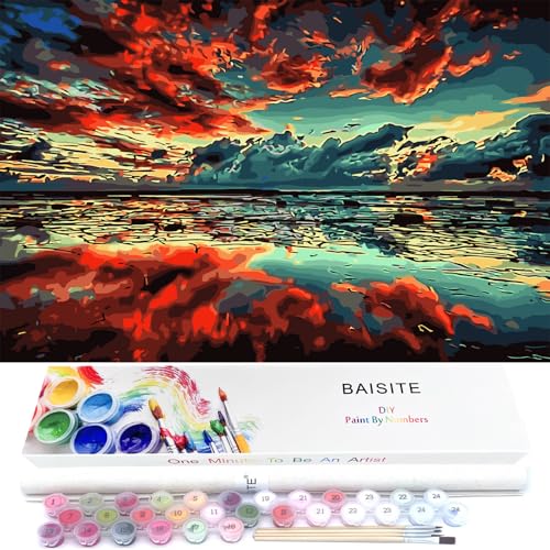 BAISITE Paint by Numbers Kit for Adults,16" Lx20 W Canvas for Painting Kits for Adults in Colorful Box-Breathtaking Colorful Scenery 8481 - color: HXL-8481-4, size: Without Frame(20"X16")