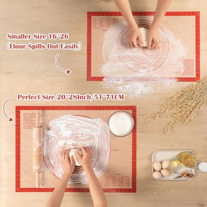 Non-slip Silicone Pastry Mat Extra Large with Measurements 28''By 20'' for Silicone Baking Mat, Counter, Dough Rolling, Oven Liner,Fondant/Pie Crust By Folksy Super Kitchen Red - size: 28"L x 20"W