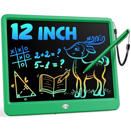 Bravokids 12 Inch LCD Writing Tablet for 3 Year Olds - Electronic Drawing Pad and Doodle Board as Educational Birthday Gifts for Girls and Boys (Green) - color: Green, size: 12 inch