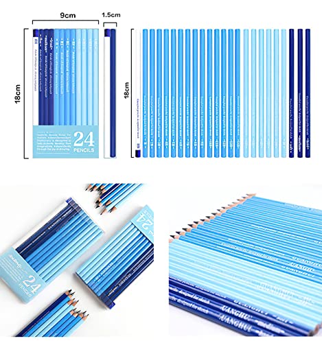 YYMIYU 24 Drawing Pencils Set, Art Sketching Pencils Charcoal Set 14B,12B,11B,10B,9B,8B,7B,6B,5B,4B,3B,2B,B,HB,H,2H,3H,4H,5H,6H,& Soft Neutral Hard Charcoal Pencils - style: 24 Drawing Pencils Set