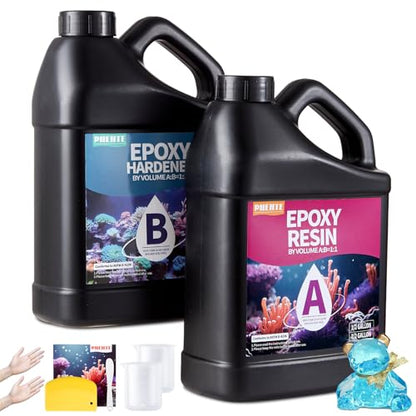 1 Gallon Epoxy Resin Kit, Crystal Clear and Hard Upgraded 2 Part Resin and Hardener for Casting Coating, Countertop, Table top, Art DIY Handcraft Jewelry - size: 1 Gallon