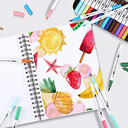 Ohuhu Marker Pads Art Sketchbook, 7"x10" Large Paper Size, 120 LB/200 GSM Heavy Smooth Drawing Papers, 60 Sheets/120 Pages, Spiral-Bound Sketch Book for Alcohol Markers Christmas Gift - size: 7" x 10"