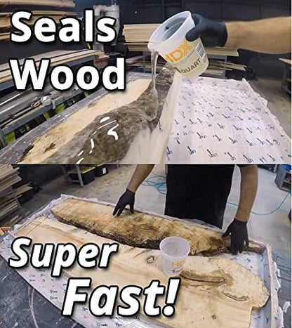 Stone Coat Quick Coat Epoxy Resin 1 Gallon + 25 Clear 8 oz Mixing Cups – Fast-Curing Epoxy Kit for River Tables, Geodes, Wood Projects, Jewelry & DIY Art