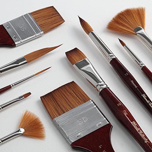 Creative Mark Mimik Kolinsky Watercolor Brush - # 10 Fan - Long Handle Synthetic Paint Brush - Handmade in Germany - Synthetic Sable Paint Brushes for Professional Artists - Animal-Friendly - size: 10